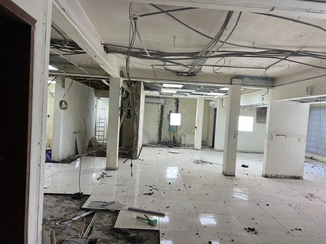 Construction works in progress across the digital centre floor